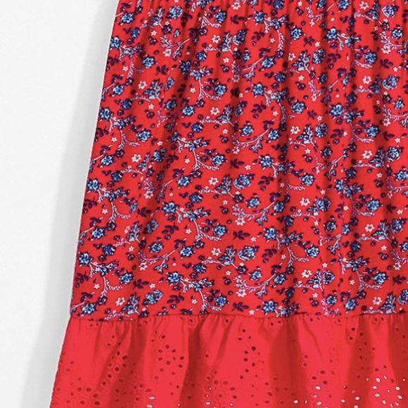 Evsie | LIKE NEW! Girls Floral Eyelet Trim Babydoll Top - Picture 10 of 11